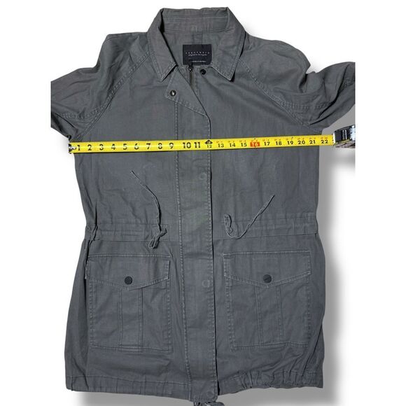 Sanctuary Gray/green Utility Military Style Jacket Drawstring Waist Zip Coat Med - Picture 10 of 13